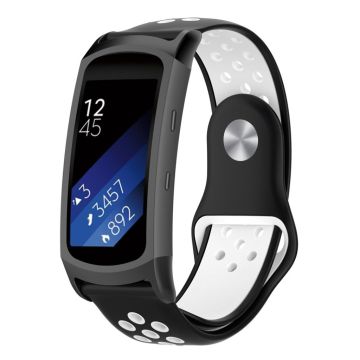 Samsung Gear Fit2 Pro bi-farger mykt silikon armbåndsur - Svart / hvit