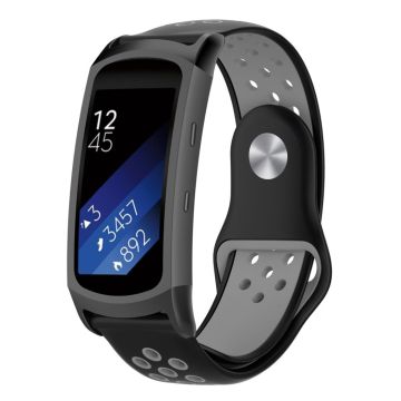 Samsung Gear Fit2 Pro bi-farge mykt silikon armbåndsur - Svart / Grå