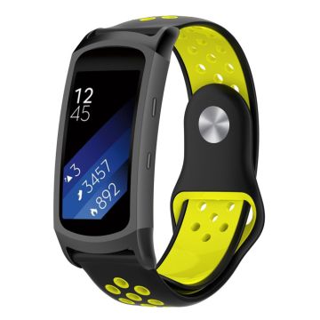 Samsung Gear Fit2 Pro bi-farge mykt silikon armbånd for armbåndsur - Svart / Gul