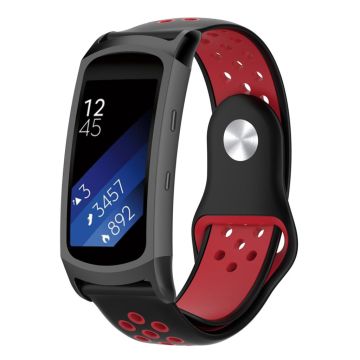 Samsung Gear Fit2 Pro dobbeltfarget mykt silikon-armbånd for armbåndsur - svart / rød