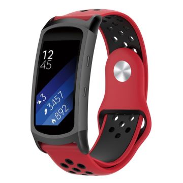 Samsung Gear Fit2 Pro bi-farge myk silikon klokkerem stropp - rød / svart