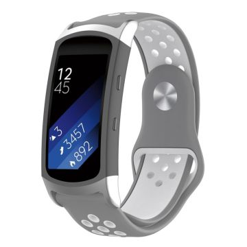 Samsung Gear Fit2 Pro bi-farget mykt silikon armbåndsur - Grå / Hvit