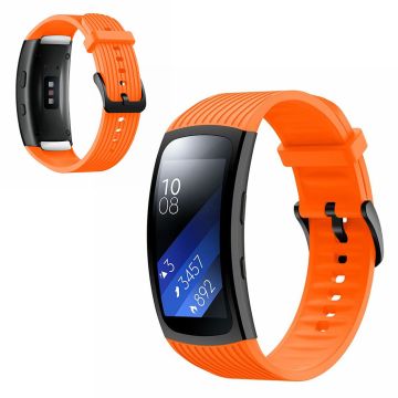 Samsung Gear Fit2 Pro vertikal gjenget silikonklokkearmbånd - Oransje Størrelse: L