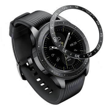 Samsung Galaxy Watch (42mm) Bezel Ring Ramme Etui - Svart Ring Hvit Tekst