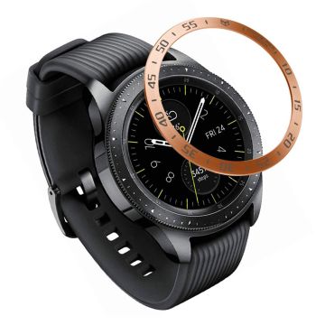 Samsung Galaxy Watch (42mm) Bezel Ring Ramme Etui - Rose Gull Ring Grå Tekst