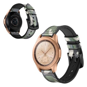 Samsung Galaxy Watch (42mm) holdbare okseskinn klokkereim - Camouflage Grønn