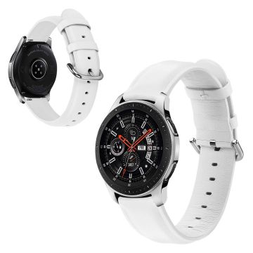 Samsung Galaxy Watch (42mm) ekte skinn klokkereim - Hvit