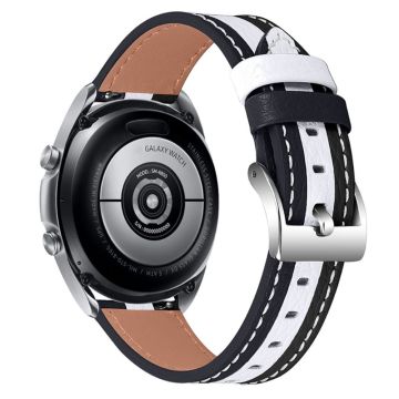 Samsung Galaxy Watch 3 (41 mm) / Watch (42 mm) klokkerem i fargespleiset okseskinn - Svart / Hvit