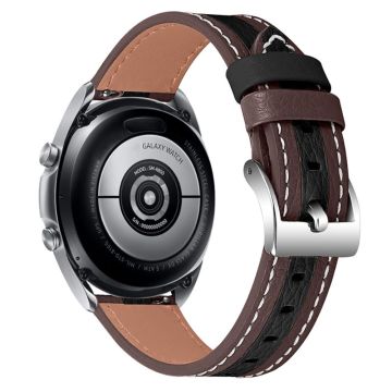 Samsung Galaxy Watch 3 (41 mm) / Watch (42 mm) klokkerem i fargespleiset okseskinn - Brun / Svart