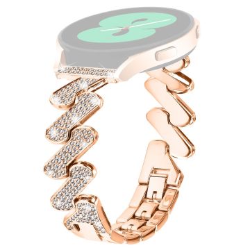 20 mm Samsung Galaxy Watch Active 2 / Active rhinestone luksusdekor metallrem - Rose Gull