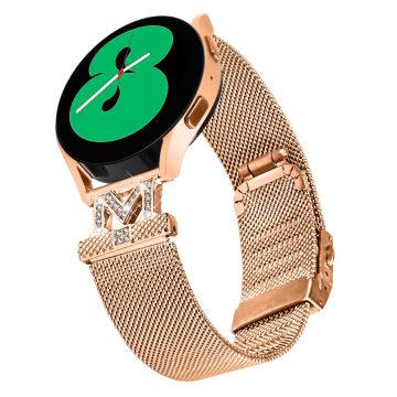 20 mm Samsung Galaxy Watch Active 2 / Active strassdekorert rustfritt stålrem med spenne - Rose Gull