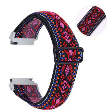 20 mm Samsung Galaxy Watch 3 (41 mm) / Watch Active / Gear S2 elastisk mønsterklokkebånd - Rød Tribal Blomstermønster