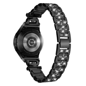 3-perler med rhinestone-dekor i rustfritt stål til Samsung Galaxy Watch 6 / 6 Classic / 5 / 4 - Svart