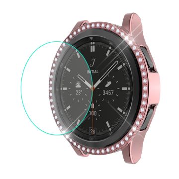 ENKAY Samsung Galaxy Watch 4 Classic (42 mm) strassdeksel + skjermbeskytter i herdet glass - Rosa