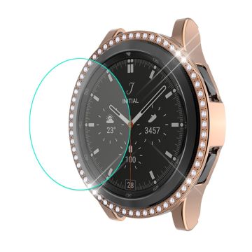 ENKAY Samsung Galaxy Watch 4 Classic (42 mm) strassdeksel + skjermbeskytter i herdet glass - Rose Gull