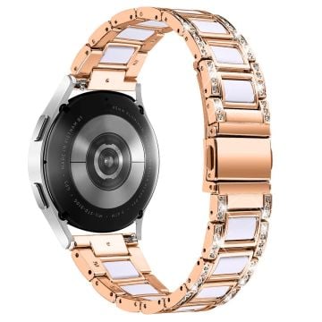 Urrem med rhinestone-dekor i harpiks til Samsung Galaxy Watch 4 - Rose Gull / Hvit