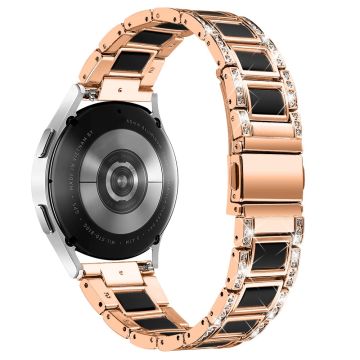 Urrem med rhinestone-dekor i harpiks til Samsung Galaxy Watch 4 - Rose Gull / Svart