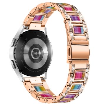 Urrem med rhinestone-dekor i harpiks til Samsung Galaxy Watch 4 - Rose Gull / Lilla Grønn Blanding