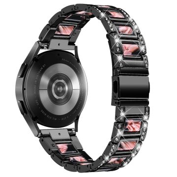 Urrem med rhinestone-dekor i harpiks til Samsung Galaxy Watch 4 - Svart / Svart Rosa Mix