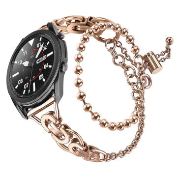 Samsung Galaxy Watch 4 Classic (46 mm) / (42 mm) klokkerem i rustfritt stål med to uthulede sirkler - Rose Gull