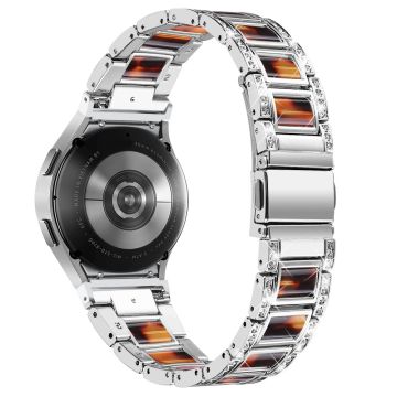 Urrem i rustfritt stål med rhinestone til Samsung Galaxy Watch 4 - Sølv / Tortoiseshell Color