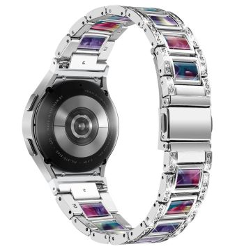 Urrem i rustfritt stål med rhinestone til Samsung Galaxy Watch 4 - Sølv / Fargerik