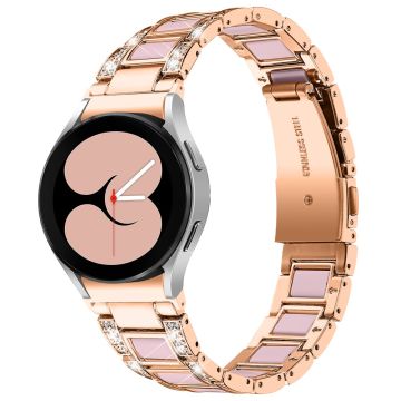 Urrem i rustfritt stål med rhinestone til Samsung Galaxy Watch 4 - Rose Gull / Rosa