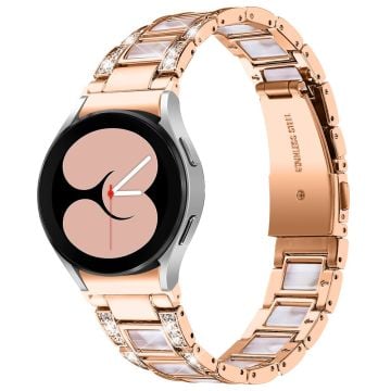 Urrem i rustfritt stål med rhinestone til Samsung Galaxy Watch 4 - Rose Gull / Rosa Miks