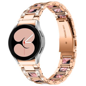 Urrem i rustfritt stål med rhinestone til Samsung Galaxy Watch 4 - Rose Gull / Svart Rosa Mix