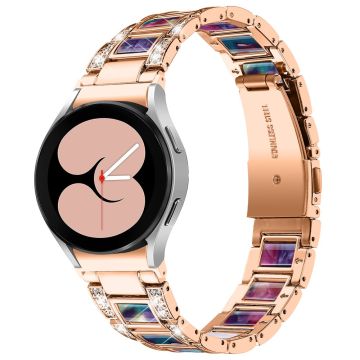 Urrem i rustfritt stål med rhinestone til Samsung Galaxy Watch 4 - Rose Gull / Fargerik