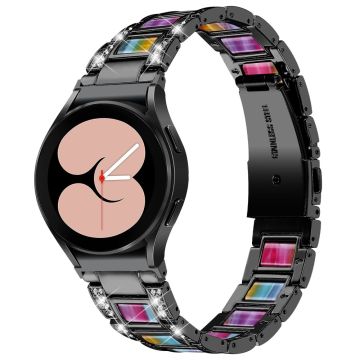 Urrem i rustfritt stål med rhinestone til Samsung Galaxy Watch 4 - Svart / Fargerik