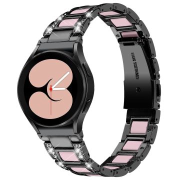 Urrem i rustfritt stål med rhinestone til Samsung Galaxy Watch 4 - Svart / Rosa