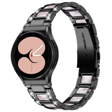 Urrem i rustfritt stål med rhinestone til Samsung Galaxy Watch 4 - Svart / Rosa Miks