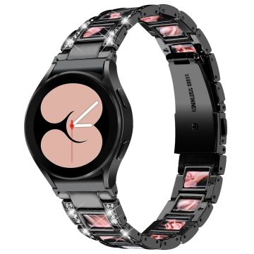 Urrem i rustfritt stål med rhinestone til Samsung Galaxy Watch 4 - Svart / Svart Rosa Mix