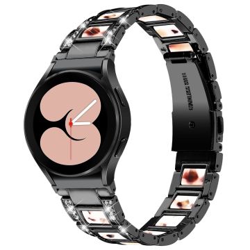 Urrem i rustfritt stål med rhinestone til Samsung Galaxy Watch 4 - Svart / Nougatmønster