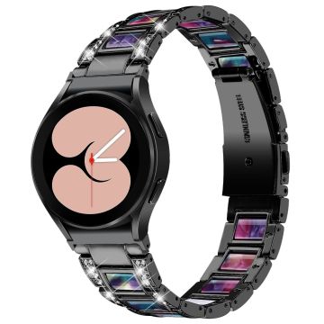 Urrem i rustfritt stål med rhinestone til Samsung Galaxy Watch 4 - Svart / Lilla Grønn Blanding