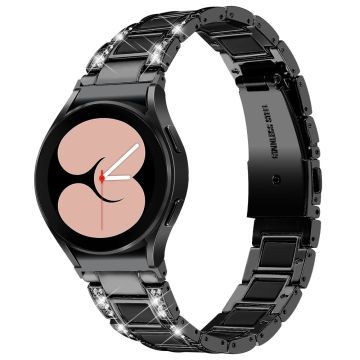 Urrem i rustfritt stål med rhinestone til Samsung Galaxy Watch 4 - Svart / Svart