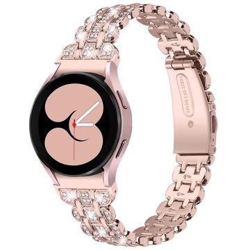 Urrem i rustfritt stål med rhinestone-dekor til Samsung Galaxy Watch 4 - Rosa / Gull