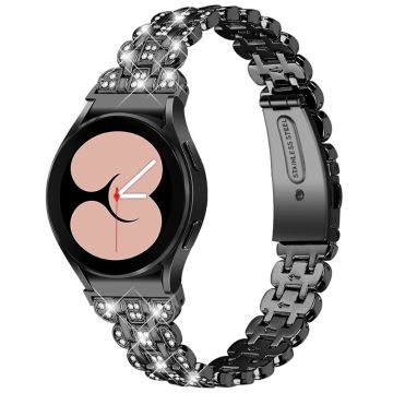 Urrem i rustfritt stål med rhinestone-dekor til Samsung Galaxy Watch 4 - Svart