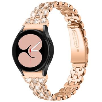 Urrem i rustfritt stål med rhinestone-dekor til Samsung Galaxy Watch 4 - Rose Gull