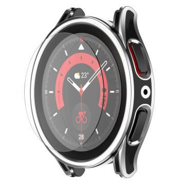 Samsung Galaxy Watch 5 (40 mm) beskyttelsesdeksel med herdet glass - Svart / Sølv