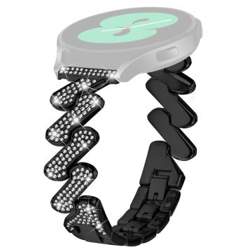 20 mm Samsung Galaxy Watch 5 / 4 / 4 Klassisk metallrem med rhinestone luksusdekor - Svart