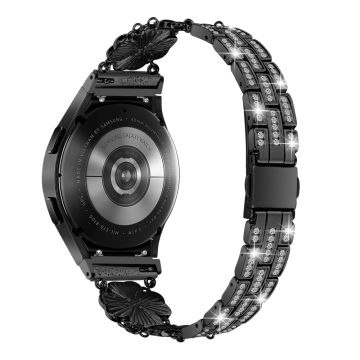 Samsung Galaxy Watch 5 / 5 Pro / 4 kløverstil rhinestone dekor metallrem - Svart