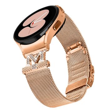 Samsung Galaxy Watch 5 / 4 / Active 2 rustfritt stålrem med kontakt - Rose Gull