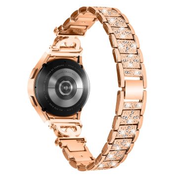 Samsung Galaxy Watch 6 / 5 / 4 strass perle rustfritt stålrem - Rose Gull