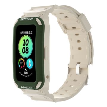 Huawei Band 8 / 7 / 6 stropp med beskyttelsesdeksel - Militærgrønn + Beige