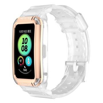 Huawei Band 8 / 7 / 6 stropp med beskyttelsesdeksel - Rose Gull + Gjennomsiktig