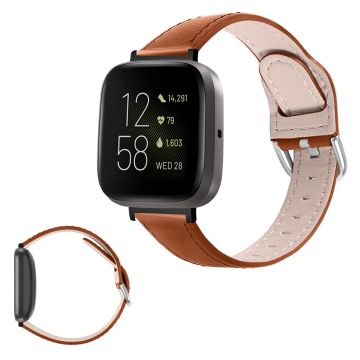 Fitbit Versa 3 / Sense urrem i ekte skinn - Brun