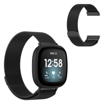 Fitbit Versa 3 klokkerem i rustfritt stål - Svart / Størrelse: S