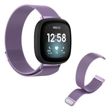 Fitbit Versa 3 klokkerem i rustfritt stål - Lilla / Størrelse: L